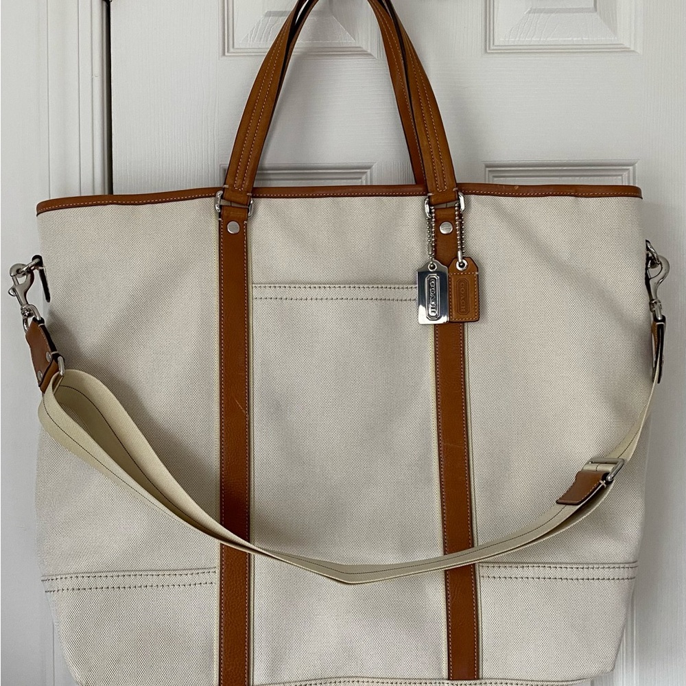 Coach Beige and Brown Vintage Tote Bag